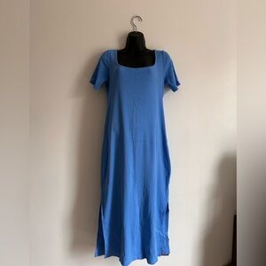 Old Navy cornflower Blue Midi Dress Side Slits EUC size L